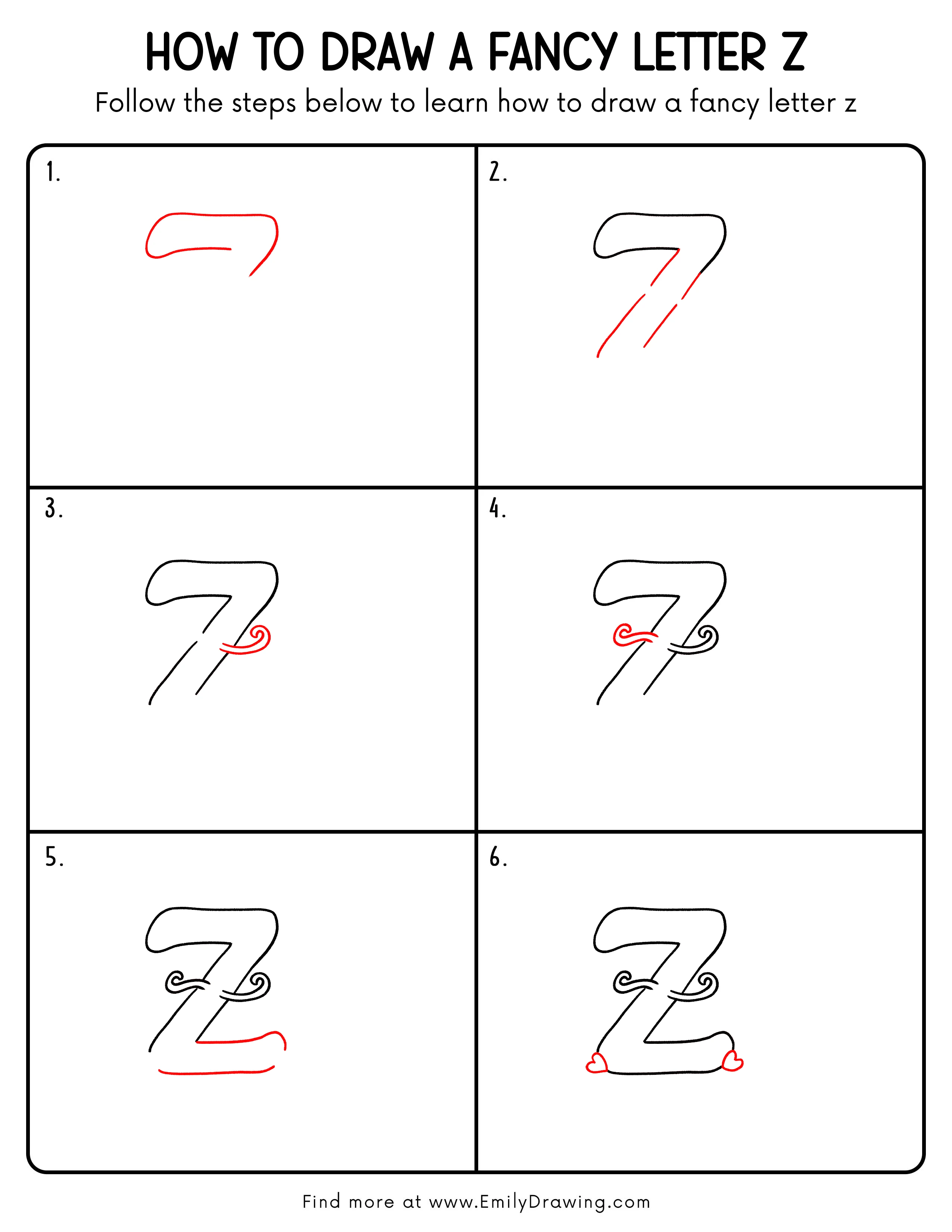 Printable Fancy Letter Z Drawing Guide